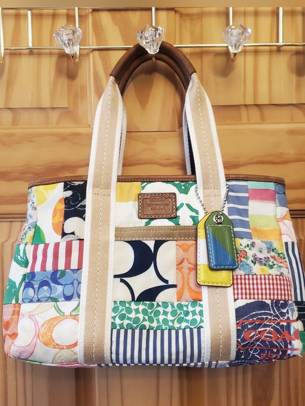 Coach Hamptons Weekend Patchwork Shoulder Purse Bage Tote